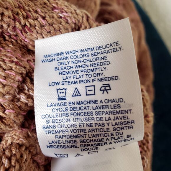Lands' End Drifter Sweater Womens Size Medium Brown Pink Cotton Braided Knit - Picture 10 of 11